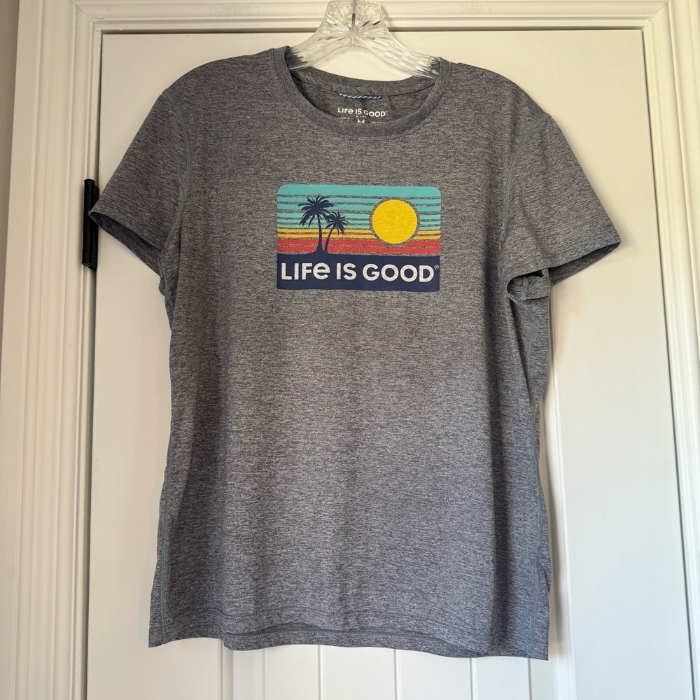 Life is‎ Good Active Line Palm Trees Sun Graphic T Shirt